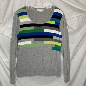 Liz Claiborne long sleeve round neck color block sweater